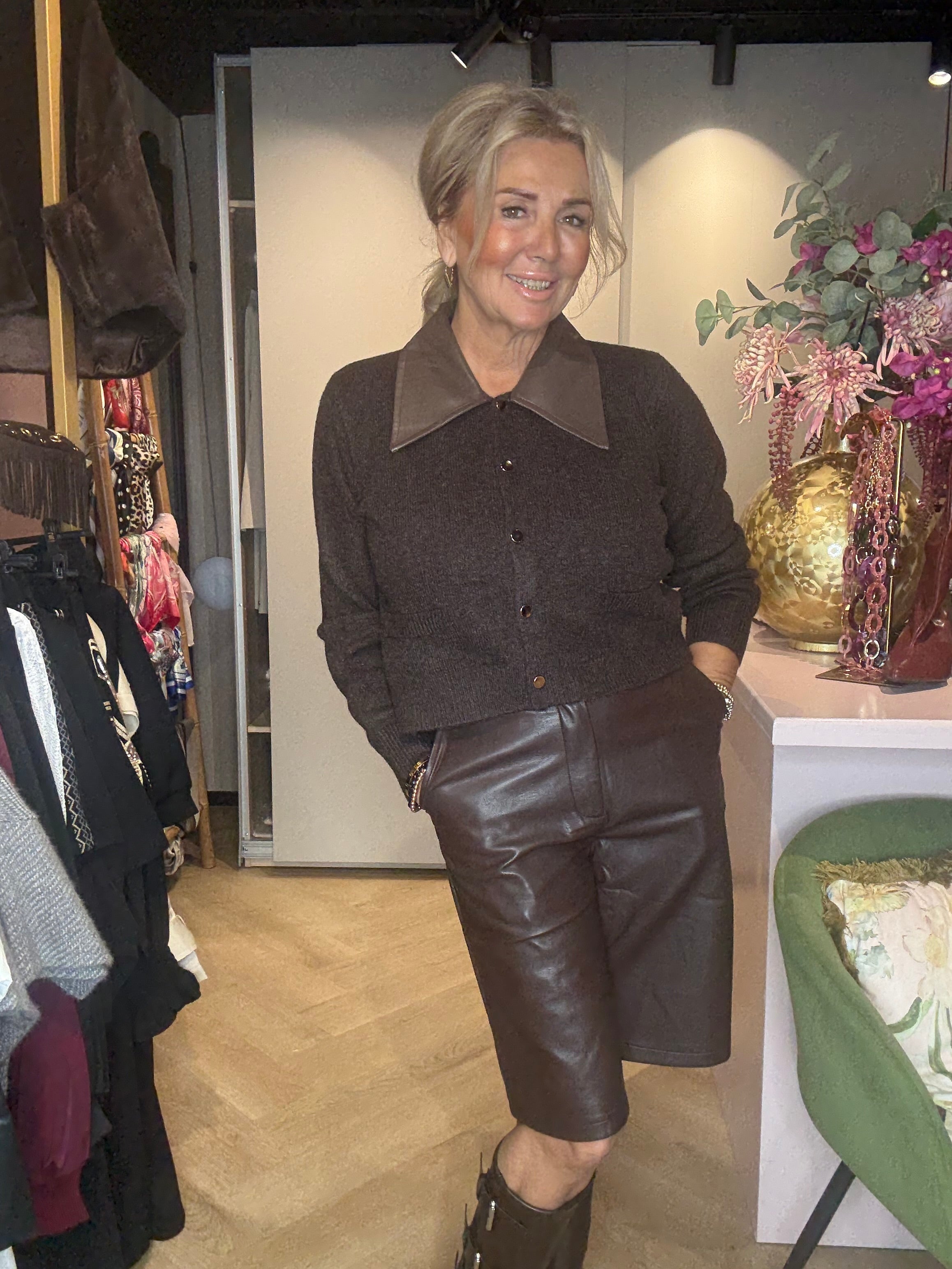 Bermuda Puh Leatherlook Donker Bruin